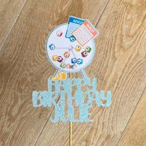 BINGO Personalised Custom Glitter Happy Birthday Cake Topper Party Decoration
