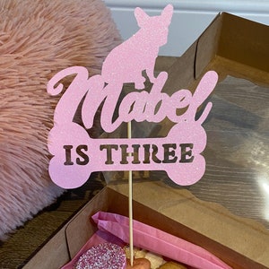 ANY BREED Dog Name Age Personalised Custom Glitter Birthday Cake Topper Party Decoration