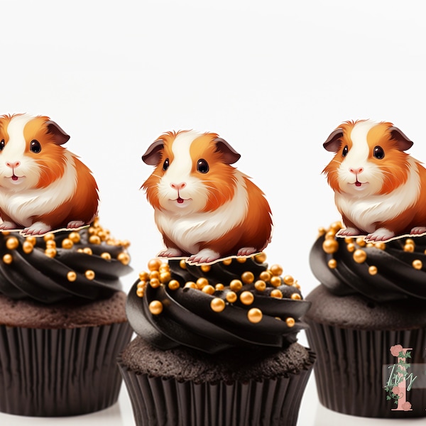 Guinea Pig Cupcake Toppers Party Decoration