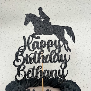 Horse Show Jumping Personalised Custom Glitter Birthday Cake Topper