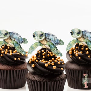 Turtle Cupcake Toppers Party Decoration