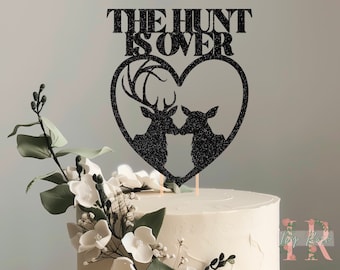 The Hunt Is Over Buck and Doe Wedding Cake Topper Wedding Silhouette Cake Topper Mr & Mrs