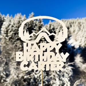 Ski neige randonnée personnalisé paillettes joyeux anniversaire décoration de fête de gâteau