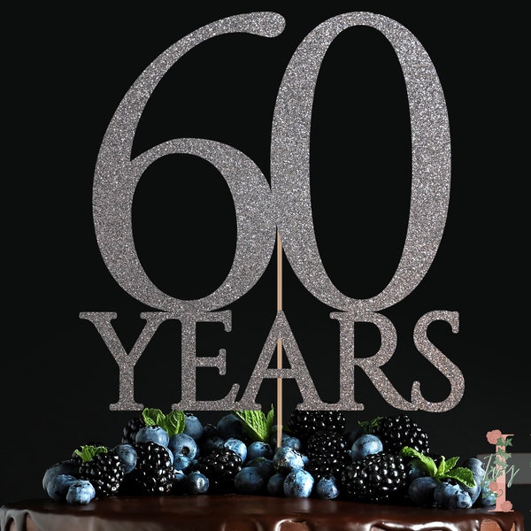 60 Years Glitter Anniversary Cake Topper Party Decoration Diamond