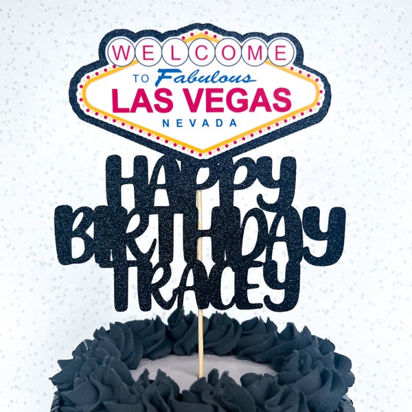 Topper de pastel de brillo personalizado personalizado de Las Vegas