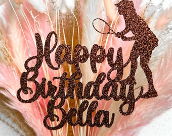 Tennis Personalised Custom Glitter Happy Birthday Cake Topper Party Decoration Ladies