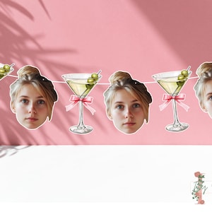Custom Photo Martini Banner Birthday Party Decoration Backdrop Bunting