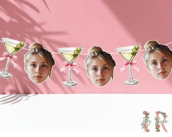 Custom Photo Martini Banner Birthday Party Decoration Backdrop Bunting