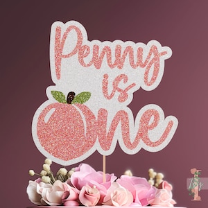 Peach Name Age Personalised Custom Glitter Birthday Cake Topper Party Decoration