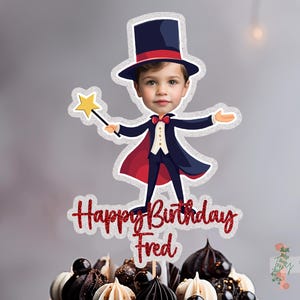 Photo Magician Personalised Custom Glitter Happy Birthday Cake Topper Party Decoration