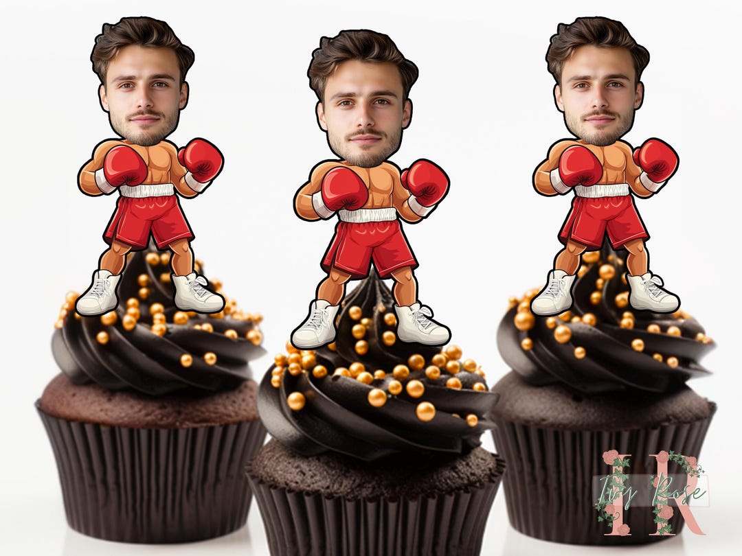 Personalised Photo Boxer Cupcake Toppers Birthday Party Decoration ...