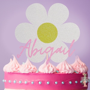 Daisy Cake Topper Personalised Custom Glitter Name Age Birthday Party Decoration