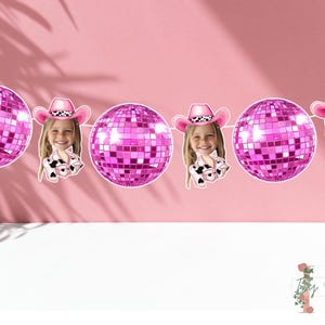 Custom Photo Disco Cowgirl Banner Birthday Party Decoration Backdrop Bunting