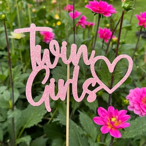 Twin Girls Announcement Cake Topper Party Decoration