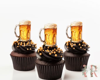 Beer Cupcake Toppers Party Decoration