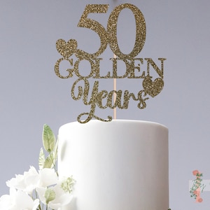 50 Golden Years Glitzer Jubiläum Cake Topper Party Dekoration