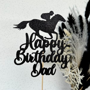 Horse Racing Personalised Custom Glitter Birthday Cake Topper