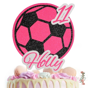 Woman’s Football Personalised Custom Glitter Happy Birthday Cake Topper Party Decoration