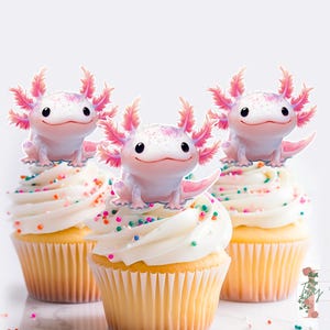 Axolotl Cupcake Toppers Party Decoration