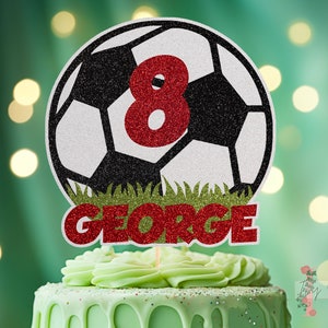 Football Personalised Custom Glitter Cake Topper Party Decoration