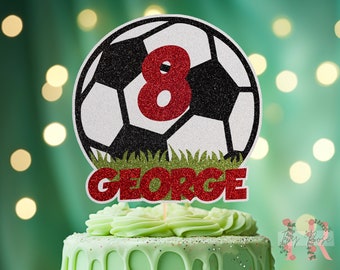Football Personalised Custom Glitter Cake Topper Party Decoration