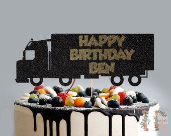 Lorry HGV Personalised Custom Glitter Birthday Cake Topper Party Decoration Mens Dad