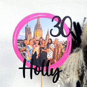 Custom Photo Picture Personalised Glitter Happy Birthday Cake Topper Party Decoration Own Image Selfie