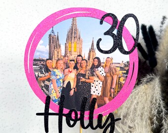 Custom Photo Picture Personalised Glitter Happy Birthday Cake Topper Party Decoration Own Image Selfie