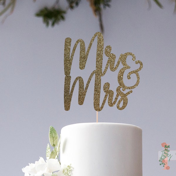 Mr and Mrs Wedding Engagement Cake Glitter Cake Topper Party Decoration Bride Groom