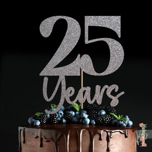 25 Years Glitter Anniversary Cake Topper Party Decoration