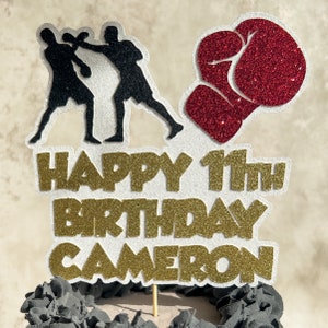 Boxing Personalised Custom Glitter Happy Birthday Cake Topper Party Decoration Fighting Gym