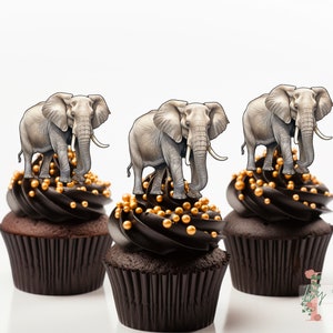 Elephant Cupcake Toppers Party Decoration