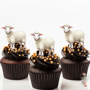 Sheep Cupcake Toppers Party Decoration