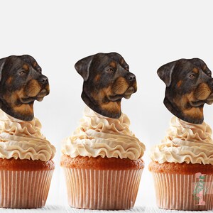 Rottweiler Dog Cupcake Toppers Party Decoration