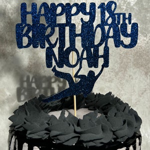 Climbing Personalised Custom Glitter Happy Birthday Cake Topper Party Decoration Mountain Rock