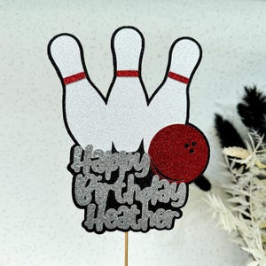 Bowling Personalised Custom Glitter Cake Topper Party Decoration