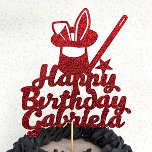 Magic Magician Personalised Custom Glitter Happy Birthday Cake Topper Party Decoration