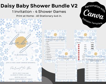 Daisy Baby Shower Invitation and Games Bundle V2