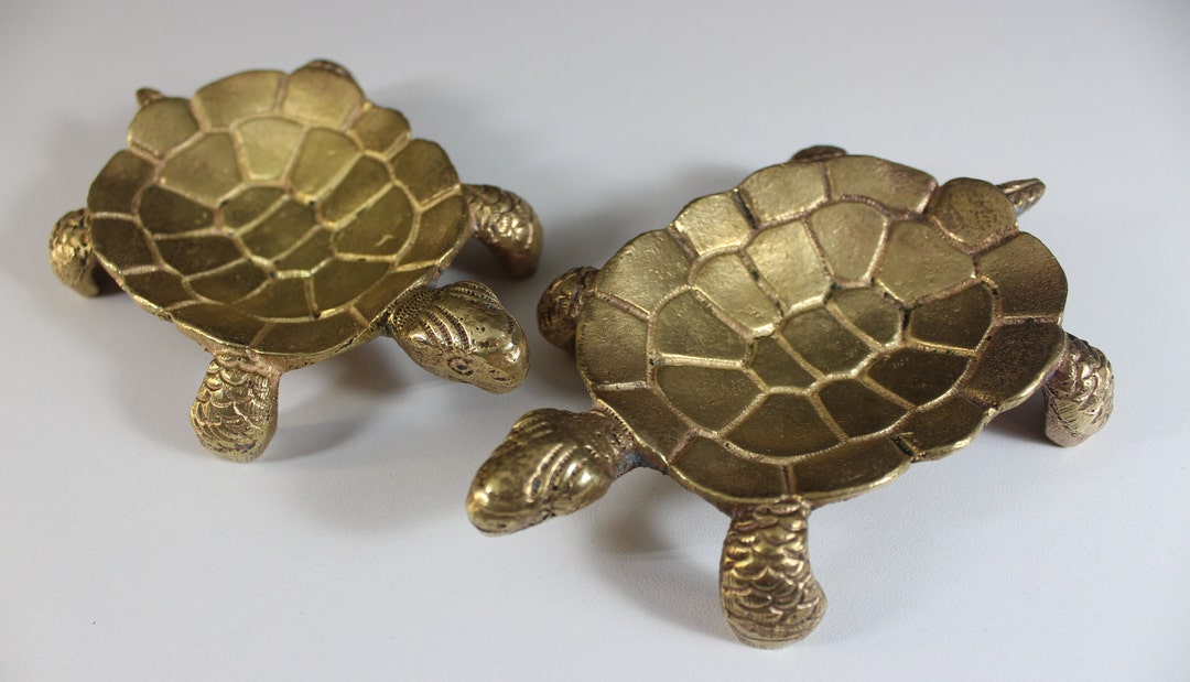 Ashtray . Two Ashtrays Brass Turtle . Vintage Ashtray . Ashtray Brass
