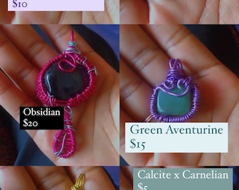 Collana di cristallo tummbled avvolto in filo metallico / ciondolo Build-Your-Own-Gemstone