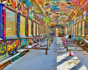 Graffiti Train with snow (Lambertville NJ)