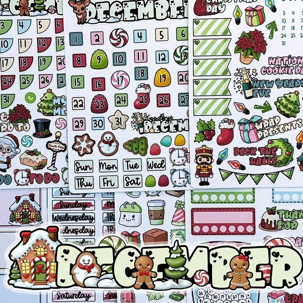 December Planner Sticker Set - December Bullet Journal Monthly Kit - Winter Holidays & Christmas Stickers for your Calendar
