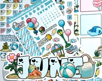 June Planner Stickers (2026 Update) – Summer Beach Vacation Monthly Kit