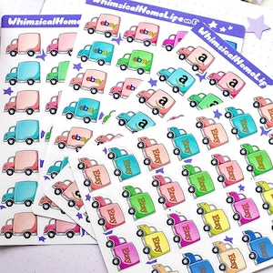 Online Delivery Shipping Tracker Sticker Sheet - Removable Planner Bullet Journal Stickers - Shopping Budget