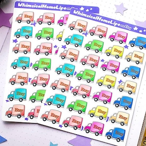Etsy Delivery Shopping Sticker Sheet - Removable Planner Bullet Journal Stickers - Online Shopping Budget
