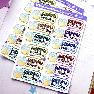 Birthday Sticker Sheet - Planner Bullet Journal Stickers - Celebrate & Track Birthdays in a Daily Planner