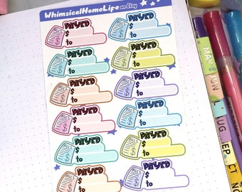 Budget Bills Stickers Sheet - Budgeting Journal Stickers - Fill in Bill Blank Stickers for Planning Expenses