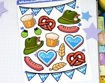 Oktoberfest Sticker Sheets - September Holiday Journal Stickers - German Bullet Journal Stickers - Bier Garten Scrapbook