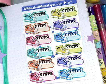 Steps Tracker Sticker Sheet - Planner Bullet Journal Stickers -  Step Goals Walking & Running