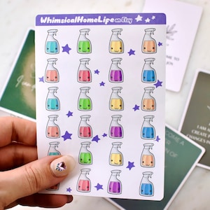 Cleaning Spray Chore Tracker Sticker Sheet - Planner Bullet Journal Stickers - Windows Bathroom & Kitchen Cleaning Day
